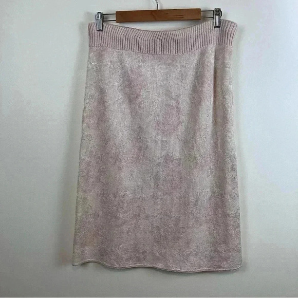 Vtg 80s Vivanti 12 Sweater Set Pink Knit Puff Sleeve Top Pencil Skirt USA Union - Picture 6 of 10